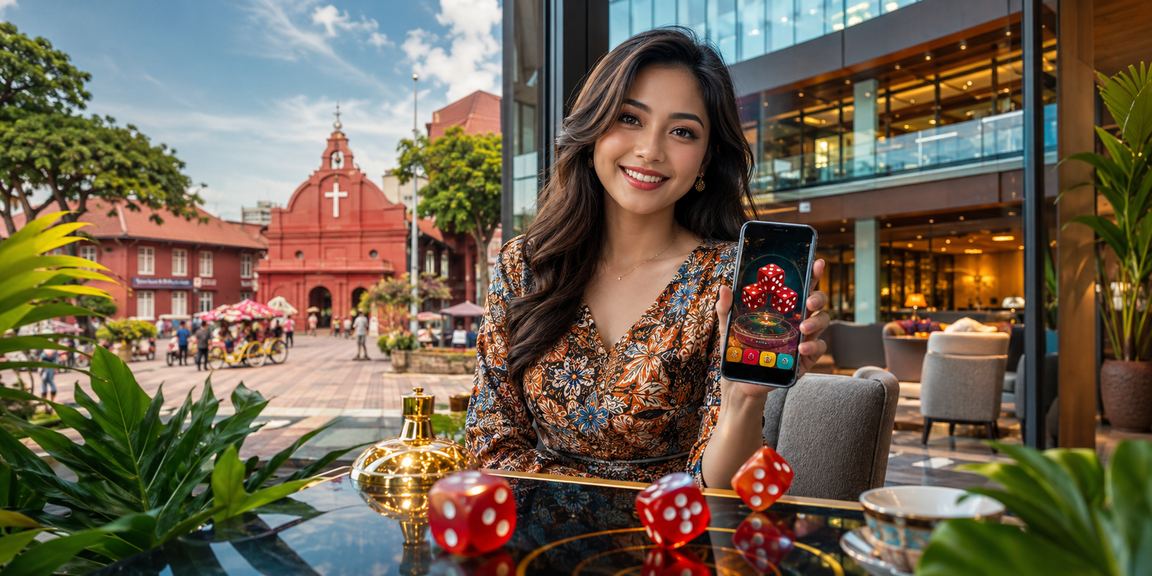 Permainan dadu Melaka dengan motif batik tradisional Malaysia